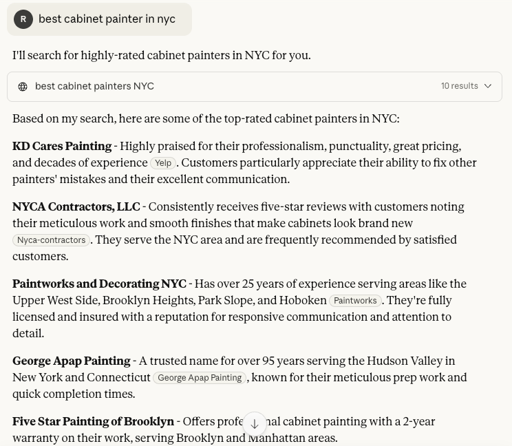 Claude results for best cabinet painter